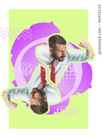 Angry businessman threaten with a fist 48458124