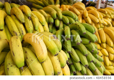 banana fruit stacked on the marketplace banana fruit stacked on the marketplace 48458556