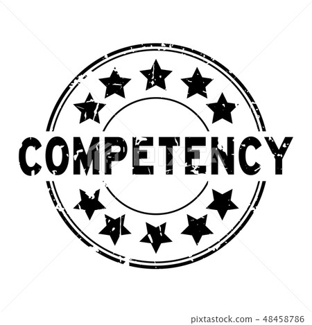 Grunge black competency word round rubber stamp Grunge black competency word round rubber stamp 48458786