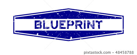 Grunge blue blueprint word hexagon rubber stamp Grunge blue blueprint word hexagon rubber stamp 48458788