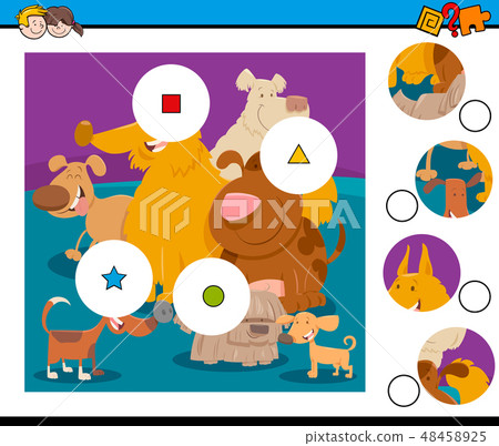 match pieces puzzle with happy dogs 48458925