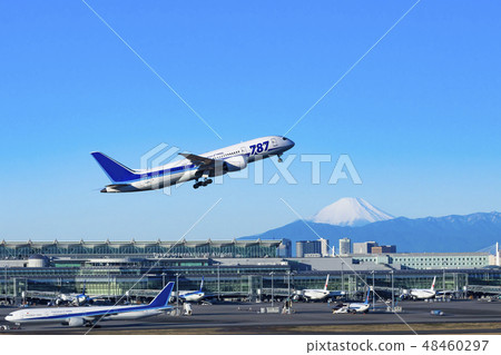 [起飛]富士山和飛機 48460297