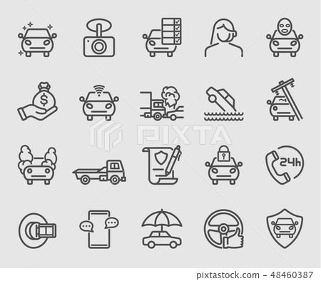 Line icons set for Car insurance Line icons set for Car insurance 48460387
