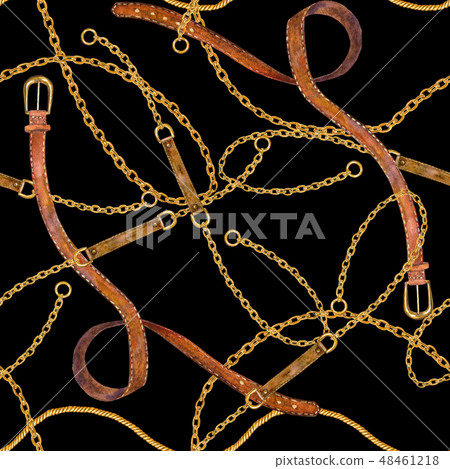 Golden chain glamour seamless pattern illustration Golden chain glamour seamless pattern illustration 48461218