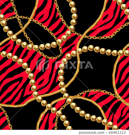 Golden chain glamour zebra seamless pattern 48461222