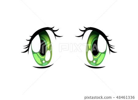 Beautiful Sad Green Eyes, Bright Eyes with Light Reflections Manga Japanese Style Vector Beautiful Sad Green Eyes, Bright Eyes with Light Reflections Manga Japanese Style Vector 48461336
