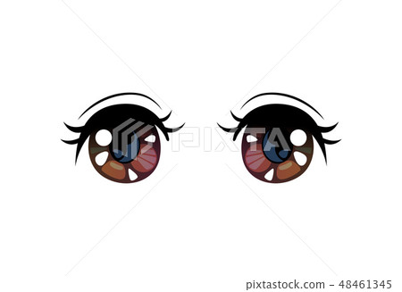 Brown Bright Eyes, Beautiful Eyes with Light Reflections Manga Japanese Style Vector Illustration 48461345