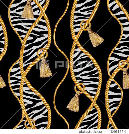 Golden chain glamour zebra seamless pattern Golden chain glamour zebra seamless pattern 48461354
