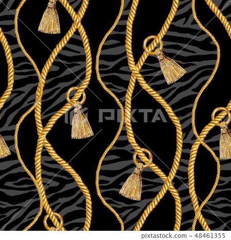 Golden chain glamour zebra seamless pattern Golden chain glamour zebra seamless pattern 48461355