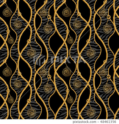 Golden chain glamour zebra seamless pattern Golden chain glamour zebra seamless pattern 48461356