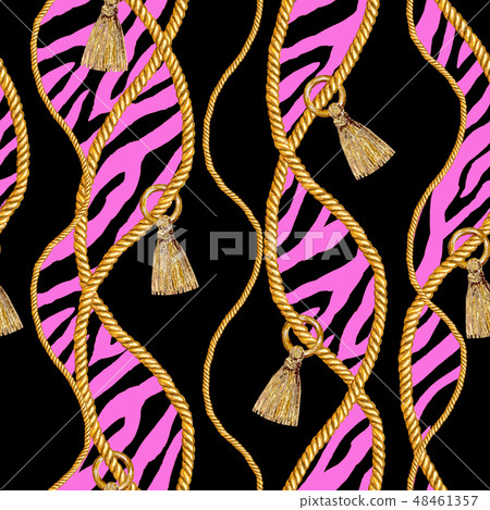 Golden chain glamour zebra seamless pattern Golden chain glamour zebra seamless pattern 48461357
