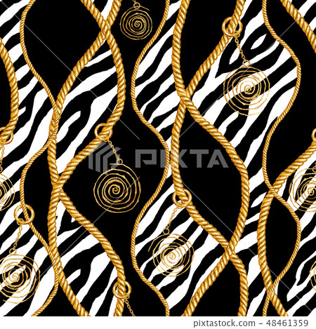 Golden chain glamour zebra seamless pattern Golden chain glamour zebra seamless pattern 48461359