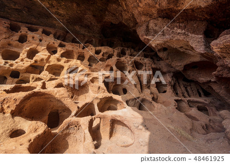 Cenobio de Valeron, archeological site, aboriginal caves in Grand Canary, Canary islands. Cenobio de Valeron, archeological site, aboriginal caves in Grand Canary, Canary islands. 48461925