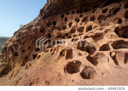 Cenobio de Valeron, archeological site, aboriginal caves in Grand Canary, Canary islands. Cenobio de Valeron, archeological site, aboriginal caves in Grand Canary, Canary islands. 48461926