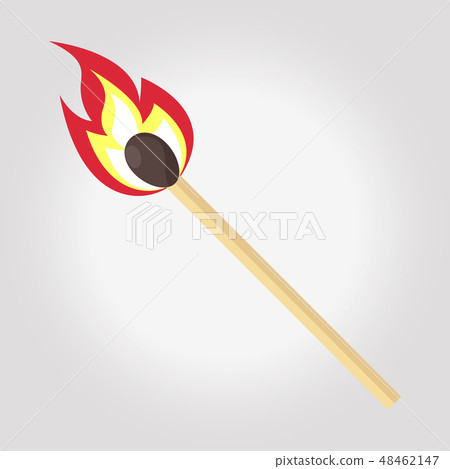 Burning match with fire, opened.Flat design style. Burning match with fire, opened.Flat design style. 48462147