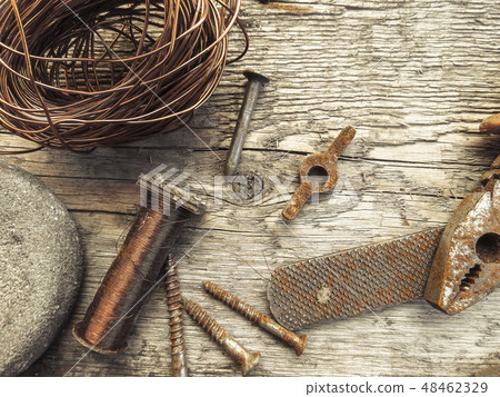 Different  nails and copper wire  48462329