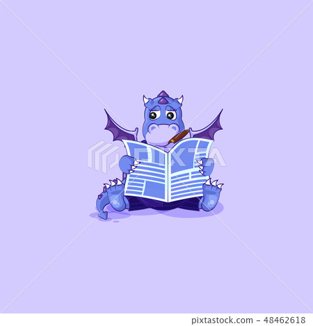 dragon in business suit reading newspaper 48462618