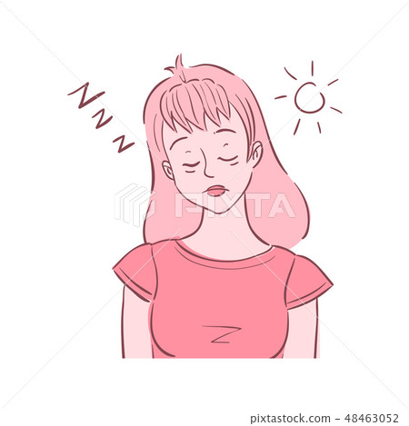 Illustration of young woman experienced fatigue. 48463052