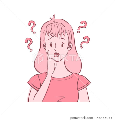 Young confused woman with questions Young confused woman with questions 48463053