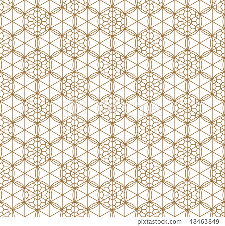 Seamless japanese pattern shoji kumiko in golden. 48463849