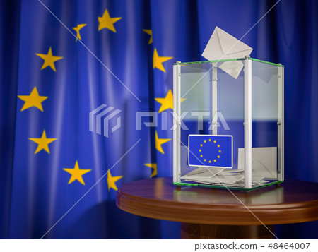 Ballot box with European Union EU flag. 48464007