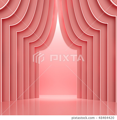 Coral pink space interior 3d render 48464420