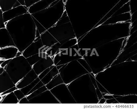 Cracked glass texture on black background Cracked glass texture on black background 48466633