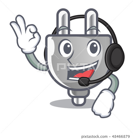 With headphone miniature electric plug the shape cartoon With headphone miniature electric plug the shape cartoon 48466879