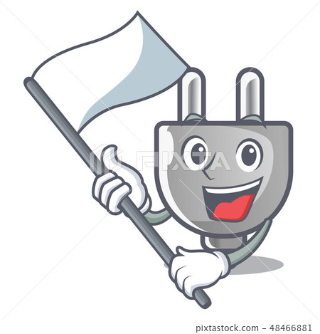 With flag miniature electric plug the shape cartoon With flag miniature electric plug the shape cartoon 48466881