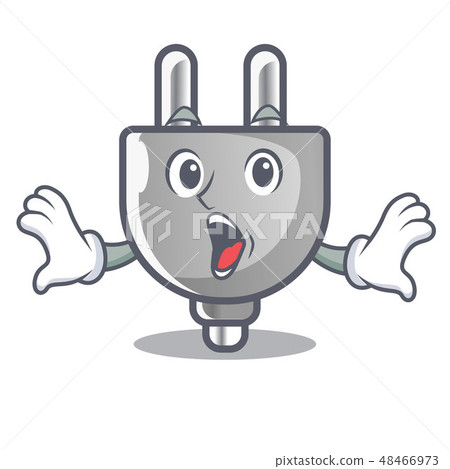 Surprised isolated power plug in the mascot 48466973