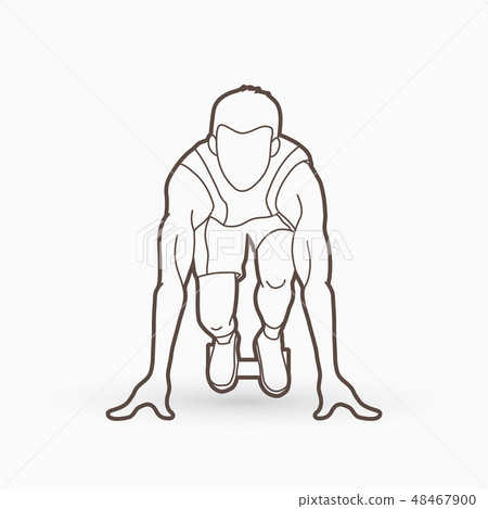 Athlete runner, A man prepare start running vector 48467900
