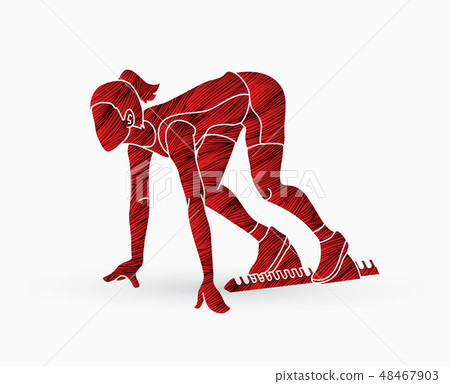 Athlete runner, A woman prepare start running Athlete runner, A woman prepare start running 48467903