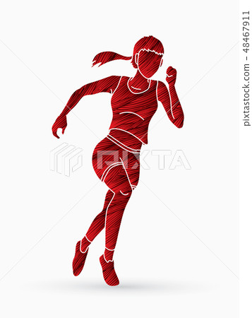 Athlete runner, A woman runner running vector Athlete runner, A woman runner running vector 48467911