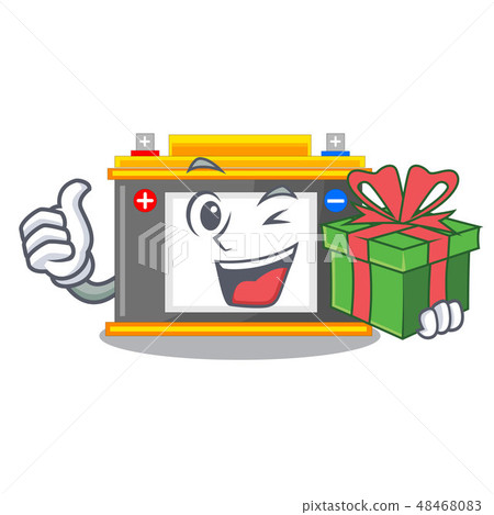 With gift accomulator cartoon sticks on the wall With gift accomulator cartoon sticks on the wall 48468083