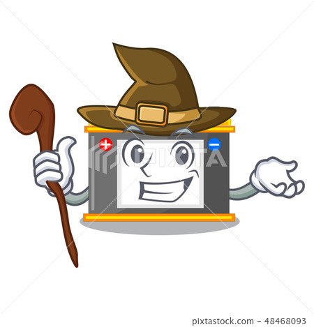 Witch accomulator cartoon sticks on the wall Witch accomulator cartoon sticks on the wall 48468093