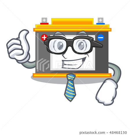 Businessman accomulator the mascot next to table 48468130