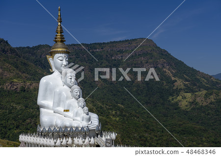 Close up five buddha with sky background. Close up five buddha with sky background. 48468346