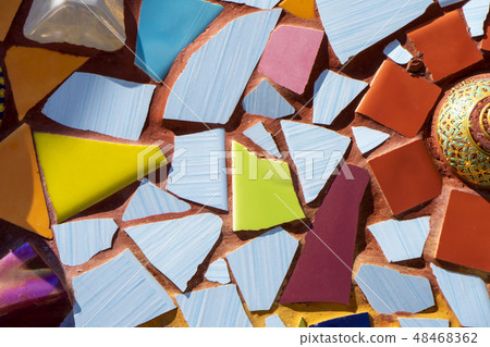 Decorative the mosaic on the wall background. Decorative the mosaic on the wall background. 48468362