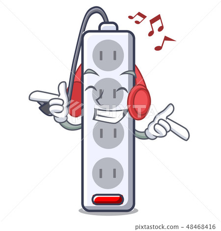 Listening music isolated power strip with the mascot 48468416