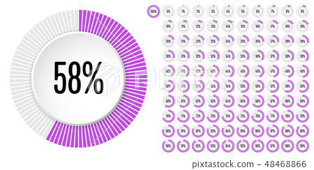 Set of circle percentage diagrams from 0 to 100 48468866