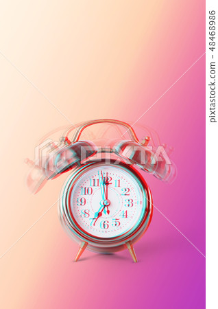 Ringing twin bell on retro classic alarm clock Ringing twin bell on retro classic alarm clock 48468986