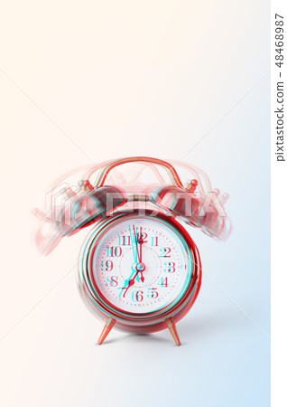 Ringing twin bell on retro classic alarm clock Ringing twin bell on retro classic alarm clock 48468987