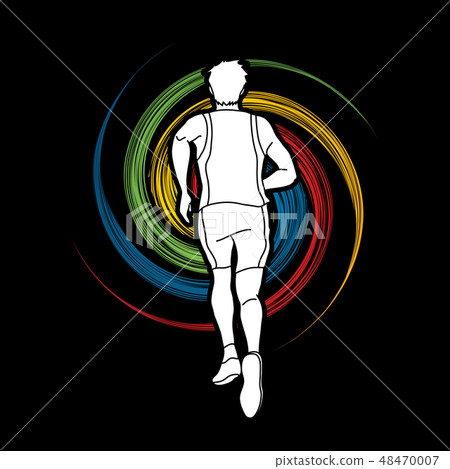Athlete runner, A man runner back view vector - Stock Illustration ...