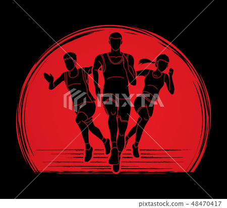 Marathon Group of people running Runner vector Marathon Group of people running Runner vector 48470417