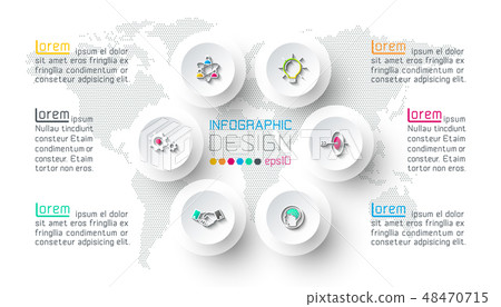 Six circles with business icon infographics. - Stock Illustration ...