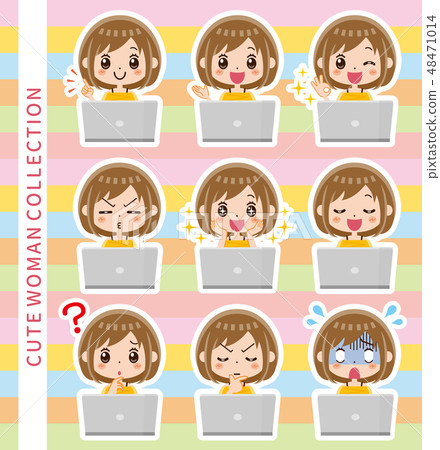Female computer set (white border) 48471014