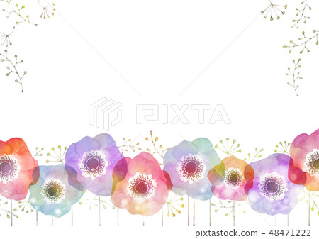 Anemone background frame watercolor illustration Anemone background frame watercolor illustration 48471222