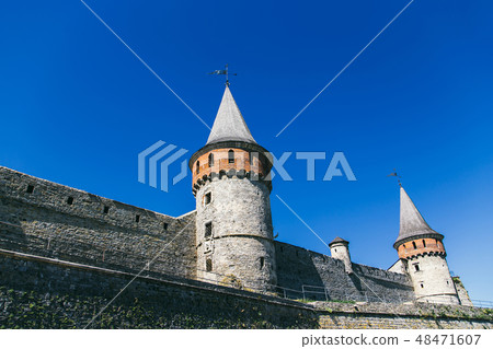 Beautiful castle on a mountain hill 48471607