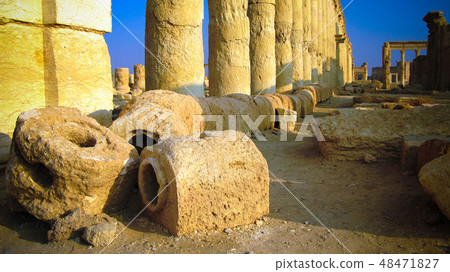 Palmyra columns ancient city, destroyed now, Syria Palmyra columns ancient city, destroyed now, Syria 48471827