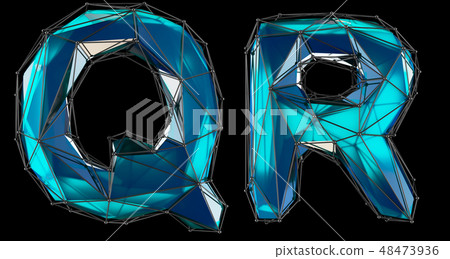 Letter set Q, R made of realistic 3d render... - Stock Illustration ...